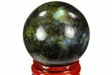 Flashy, Polished Labradorite Sphere - Great Color Play #105741-1